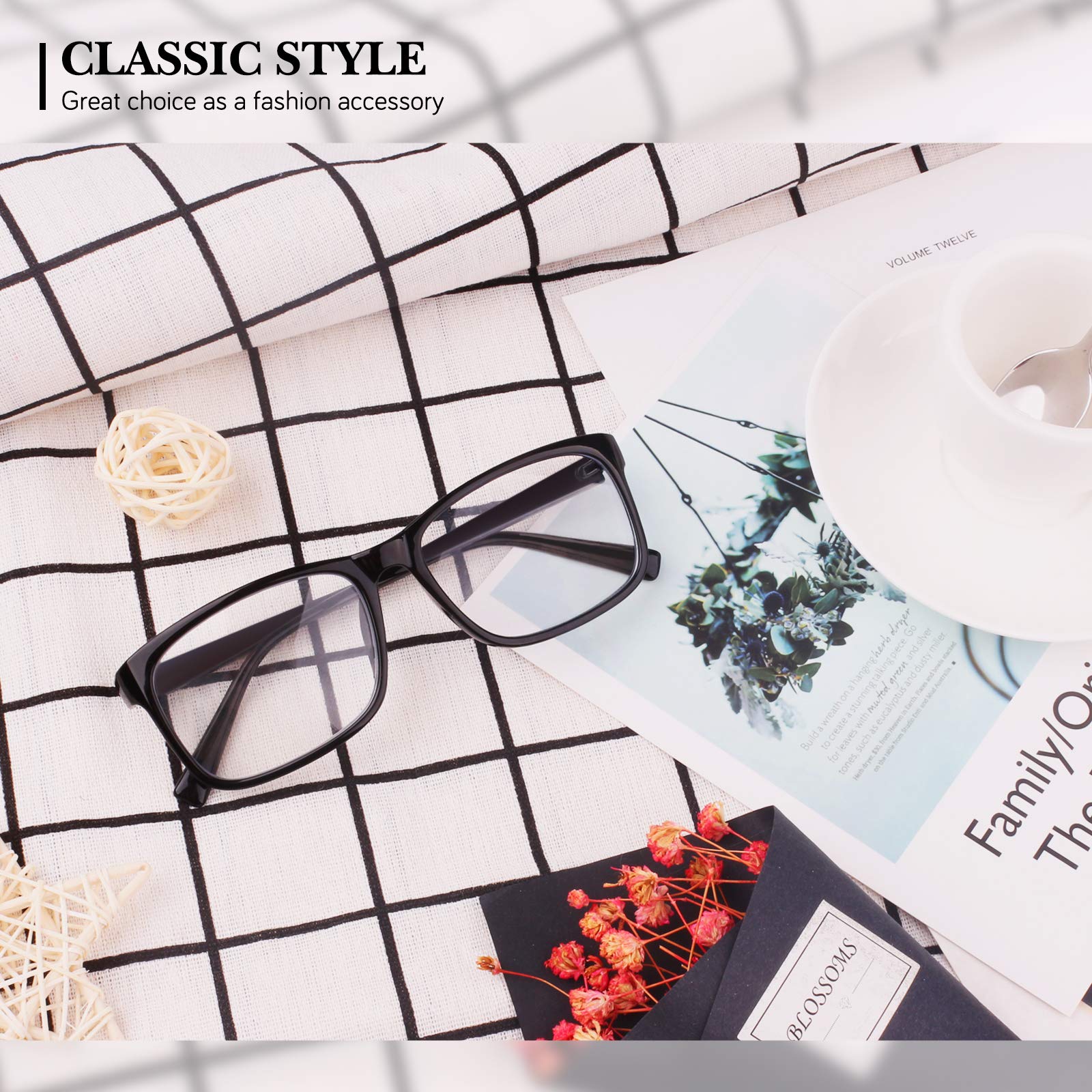 Ready-to-Use Matt Black Acetate Rectangular Men's Eyeglasses Frame Pilot Blue Light Anti-Blue Striped Print Light Weight Squared