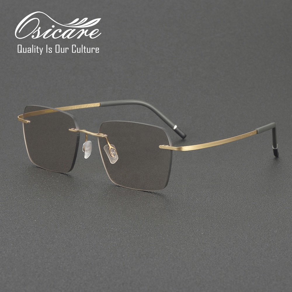 Osicare High Quality Lightweight Titanium Rimless Rect Photochromic Lenses Glasses Eyeglasses Optical Frames Eyewear For Men